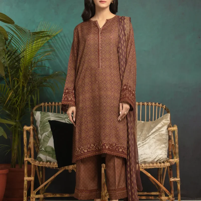 Royal Chestnut Unstitched Raw Silk Ensemble